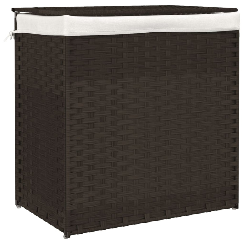 Load image into Gallery viewer, Vidaxl wasmand met 2 vakken 53x35x57 cm poly rattan donkerbruin