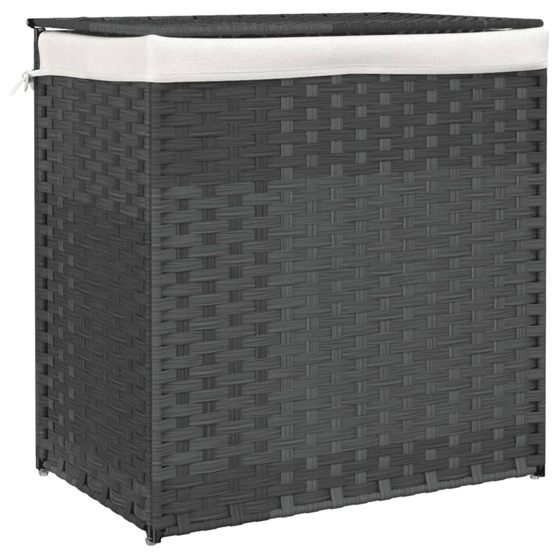 Load image into Gallery viewer, Vidaxl wasmand met 2 vakken 53x35x57 cm poly rattan grijs