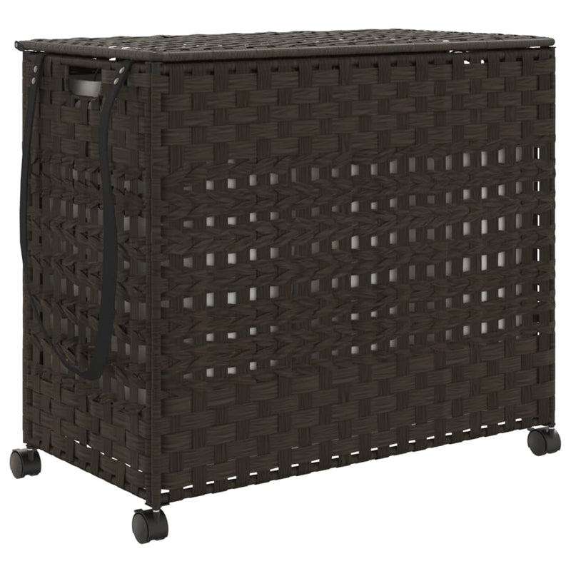 Load image into Gallery viewer, Vidaxl wasmand op wielen 66x35x60 cm rattan donkerbruin