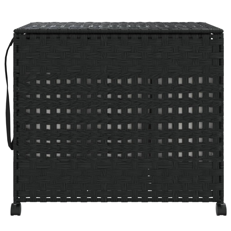 Load image into Gallery viewer, Vidaxl wasmand op wielen 66x35x60 cm rattan zwart