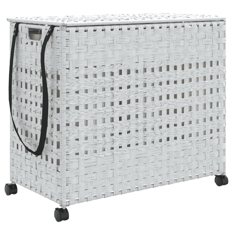 Load image into Gallery viewer, Vidaxl wasmand op wielen 66x35x60 cm rattan wit