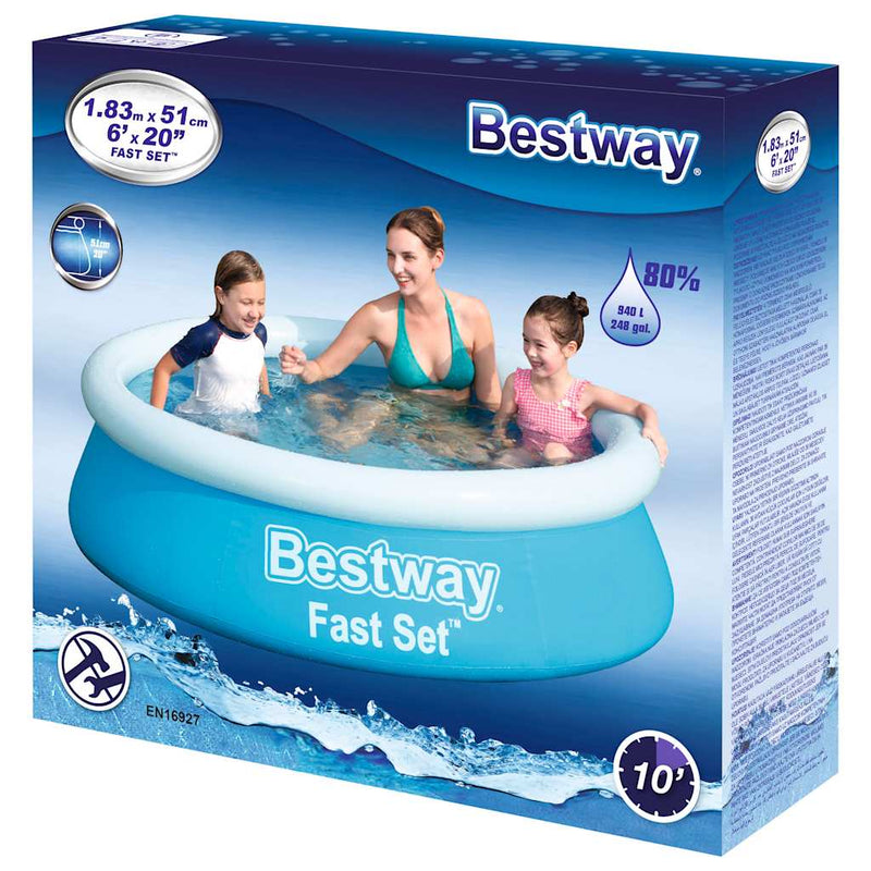 Load image into Gallery viewer, Bestway fast set zwembad opblaasbaar rond 183x51 cm blauw