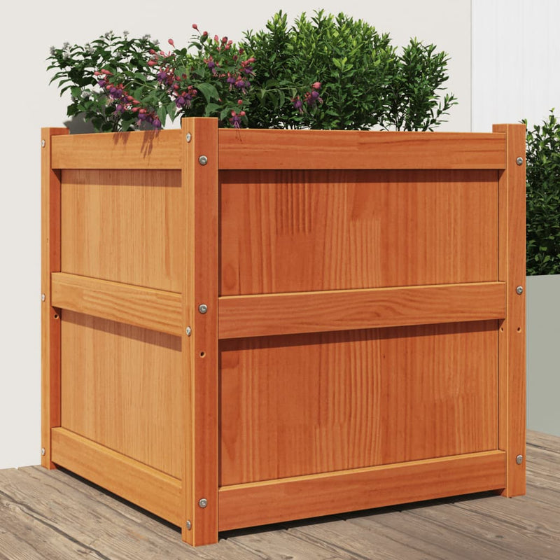 Load image into Gallery viewer, Vidaxl plantenbak 60x60x60 cm massief grenenhout wasbruin