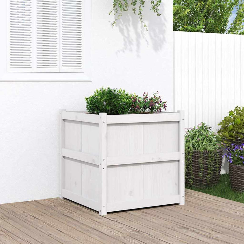 Load image into Gallery viewer, Vidaxl plantenbak 70x70x70 cm massief grenenhout wit