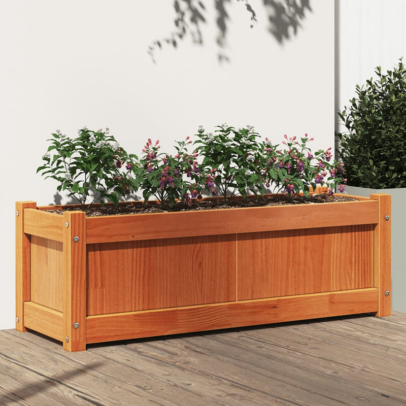 Afbeelding laden in galerijviewer, Vidaxl plantenbak 90x31x31 cm massief grenenhout wasbruin