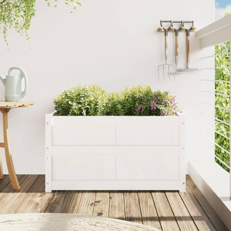 Load image into Gallery viewer, Vidaxl plantenbak 90x50x50 cm massief grenenhout wit
