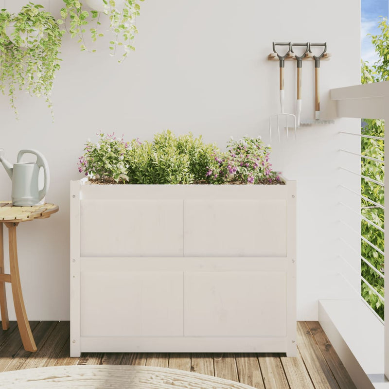 Load image into Gallery viewer, Vidaxl plantenbak 90x50x70 cm massief grenenhout wit