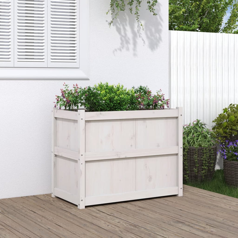 Load image into Gallery viewer, Vidaxl plantenbak 90x50x70 cm massief grenenhout wit