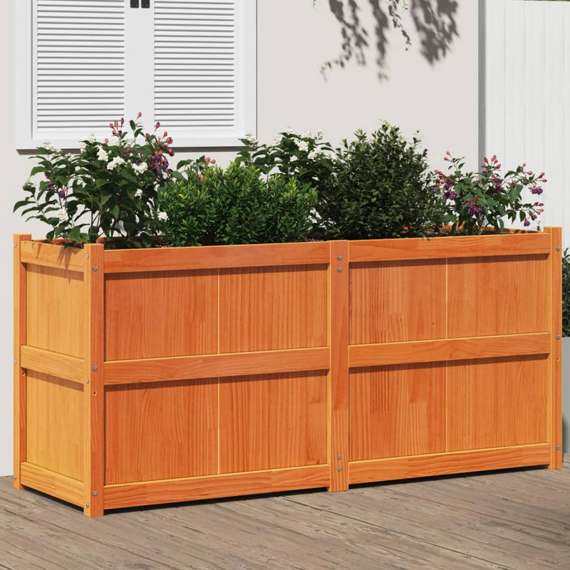 Load image into Gallery viewer, Vidaxl plantenbak 150x50x70 cm massief grenenhout wasbruin