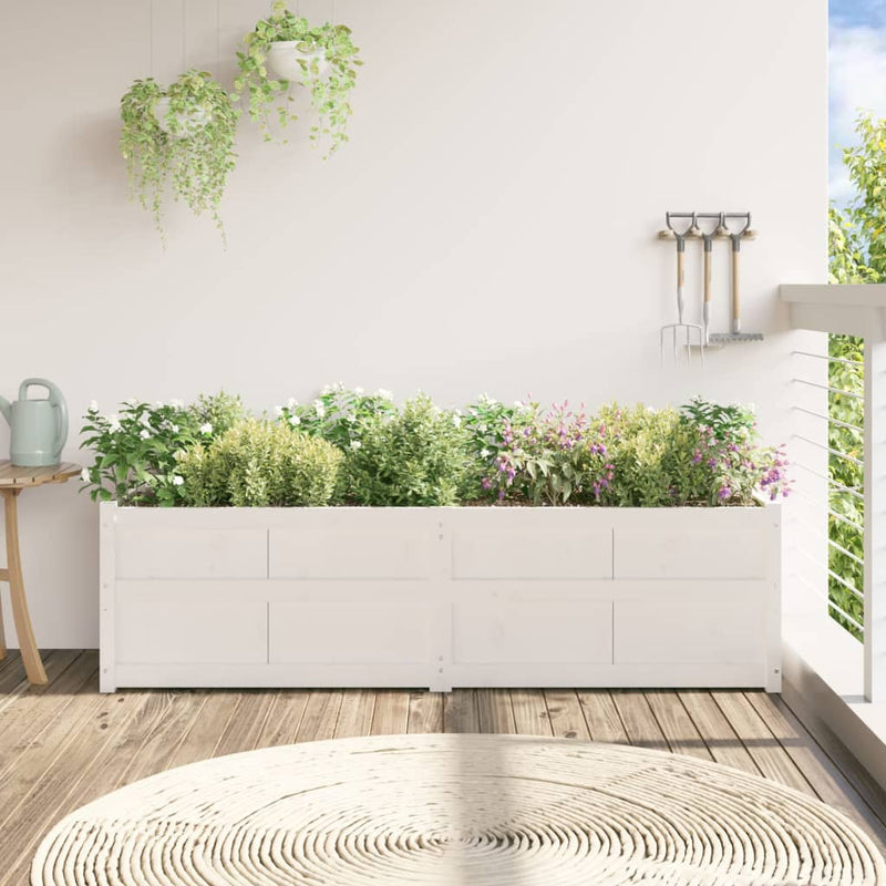 Load image into Gallery viewer, Vidaxl plantenbak 180x50x50 cm massief grenenhout wit