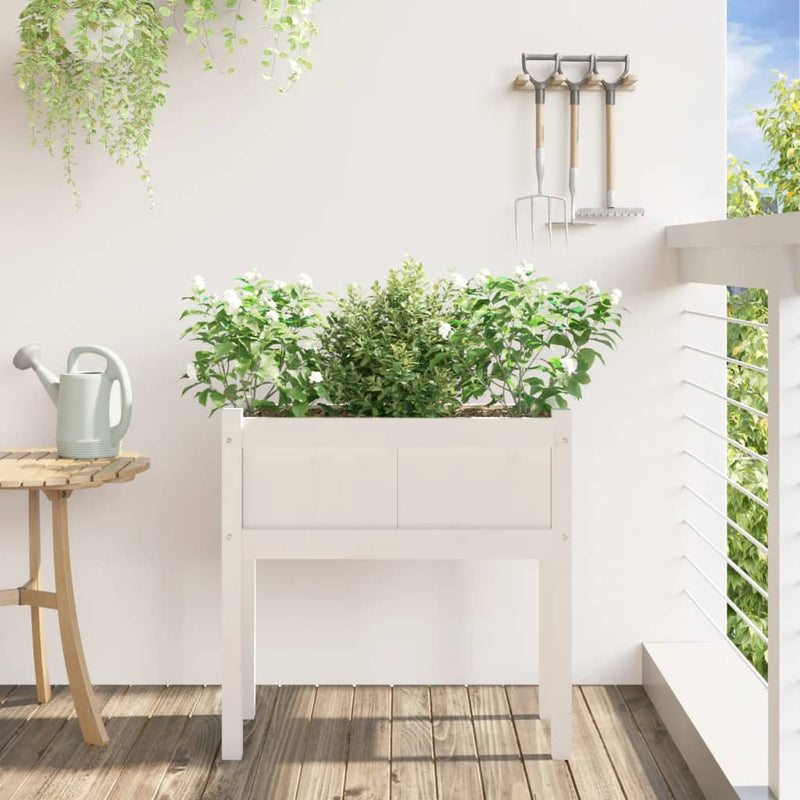 Load image into Gallery viewer, Vidaxl plantenbak met poten 70x31x70 cm massief grenenhout wit