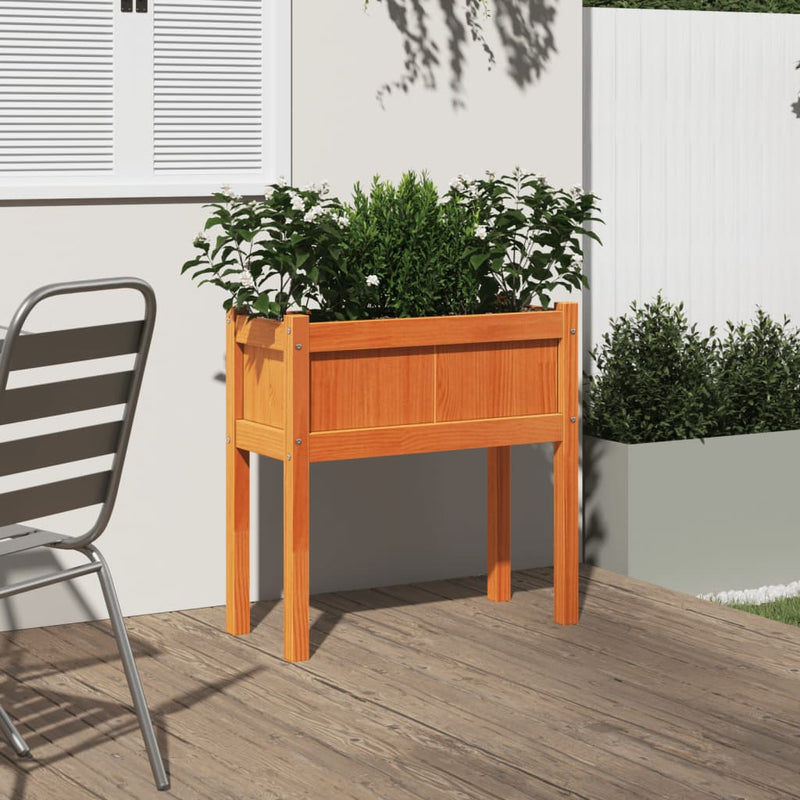 Load image into Gallery viewer, Vidaxl plantenbak met poten 70x31x70 cm grenenhout wasbruin