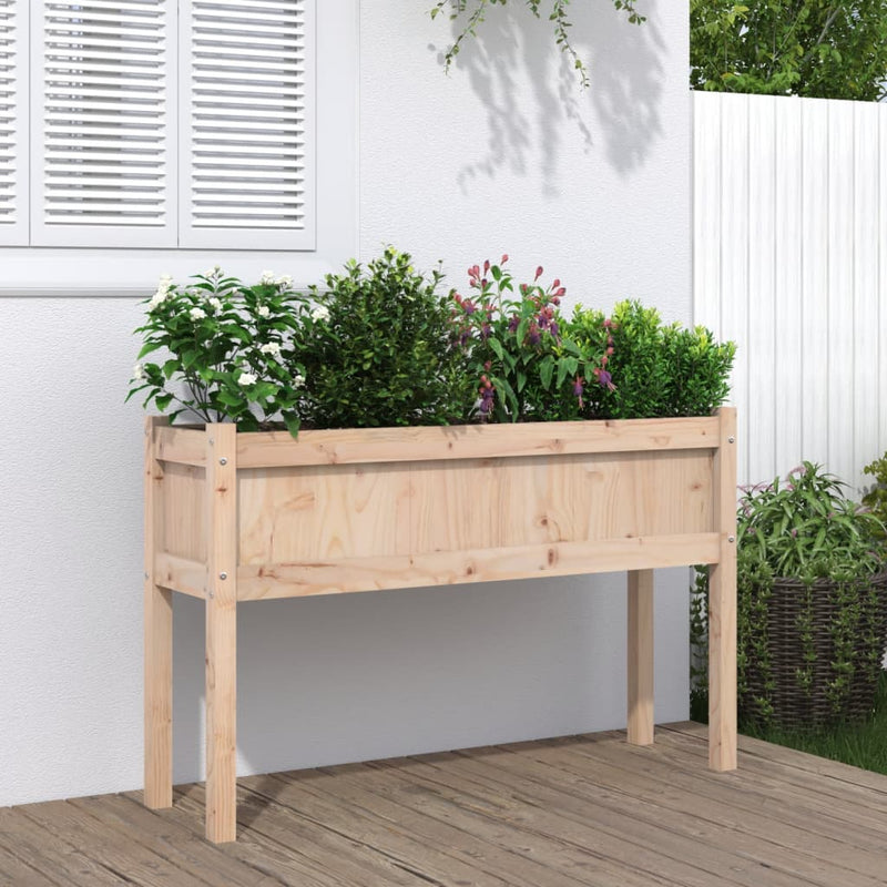 Load image into Gallery viewer, Vidaxl plantenbak met poten 110x31x70 cm massief grenenhout