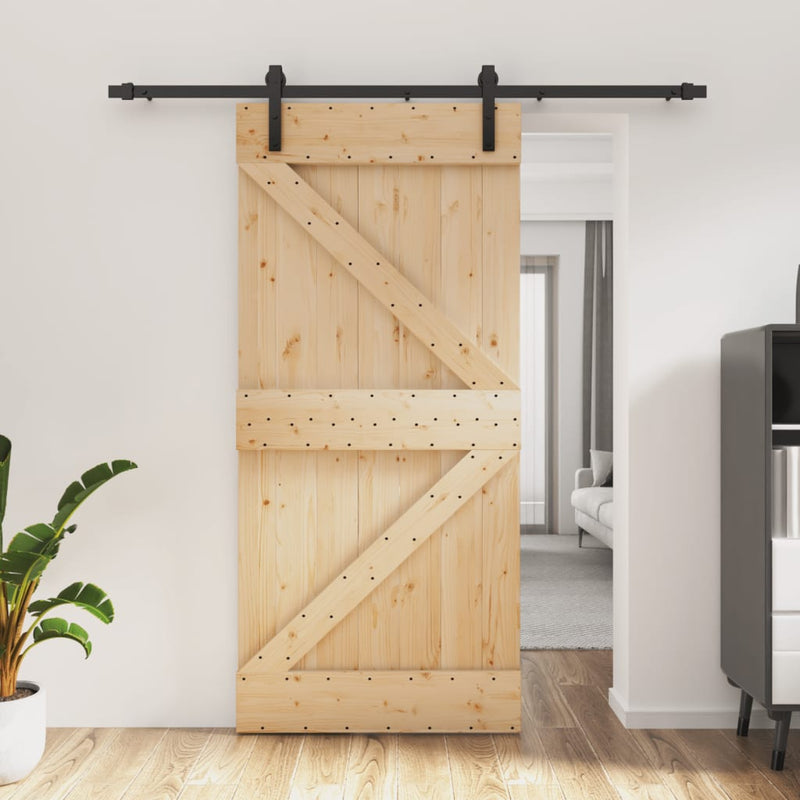 Load image into Gallery viewer, VidaXL Schuifdeur met beslag 95x210 cm massief grenenhout