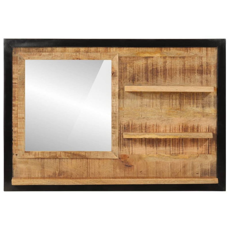 Afbeelding laden in galerijviewer, Vidaxl spiegel met schappen 80x8x55 cm glas en massief mangohout