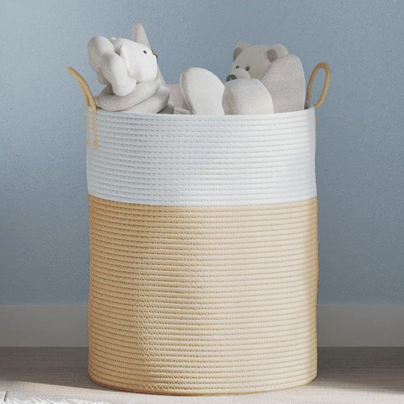 Load image into Gallery viewer, Vidaxl opbergmand ø 38x46 cm katoen beige en wit