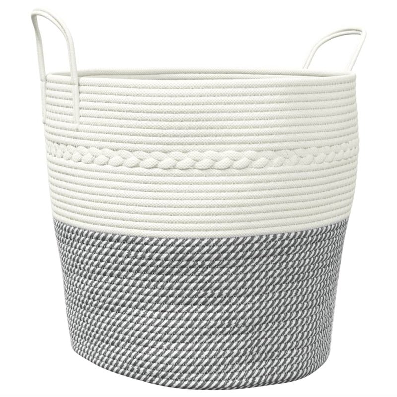 Load image into Gallery viewer, Vidaxl opbergmand ø 43x38 cm katoen grijs en wit