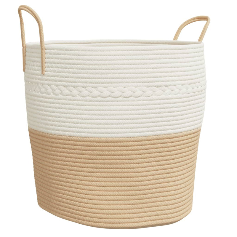 Load image into Gallery viewer, Vidaxl opbergmand ø 43x38 cm katoen beige en wit