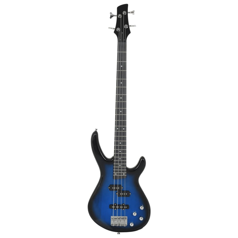 Laden Sie das Bild in Galerie -Viewer, Vidaxl basgitaar voor beginners elektrisch met tas 4 4 46 blauw zwart