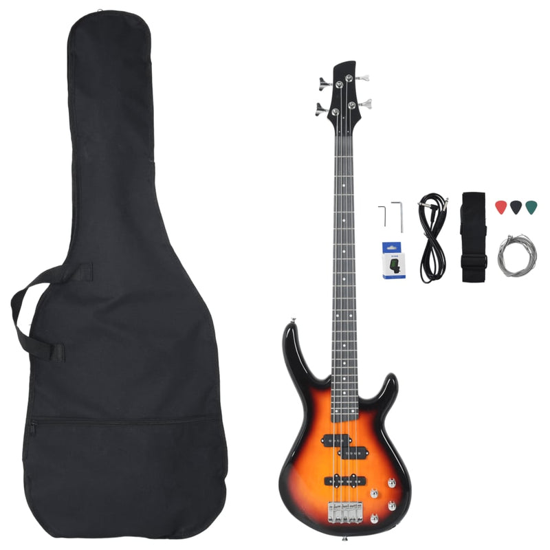Load image into Gallery viewer, Vidaxl basgitaar voor beginners elektrisch met tas 4 4 46 bruin zwart
