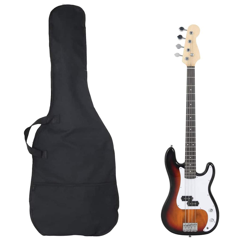 Load image into Gallery viewer, Vidaxl basgitaar voor beginners elektrisch met tas 4 4 46 bruin wit