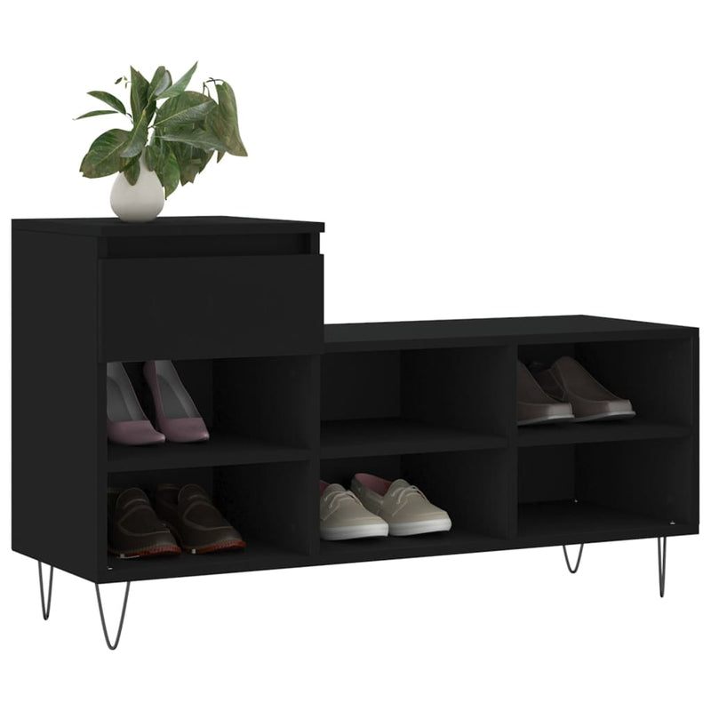 Afbeelding laden in galerijviewer, Vidaxl schoenenkast 102x36x60 cm bewerkt hout zwart