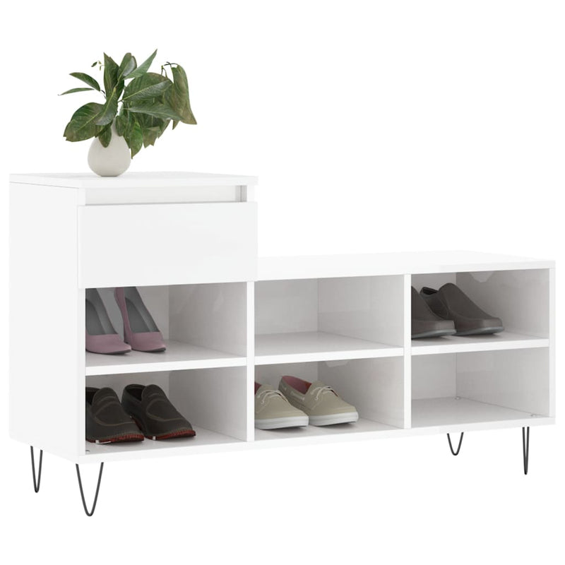 Afbeelding laden in galerijviewer, Vidaxl schoenenkast 102x36x60 cm bewerkt hout hoogglans wit