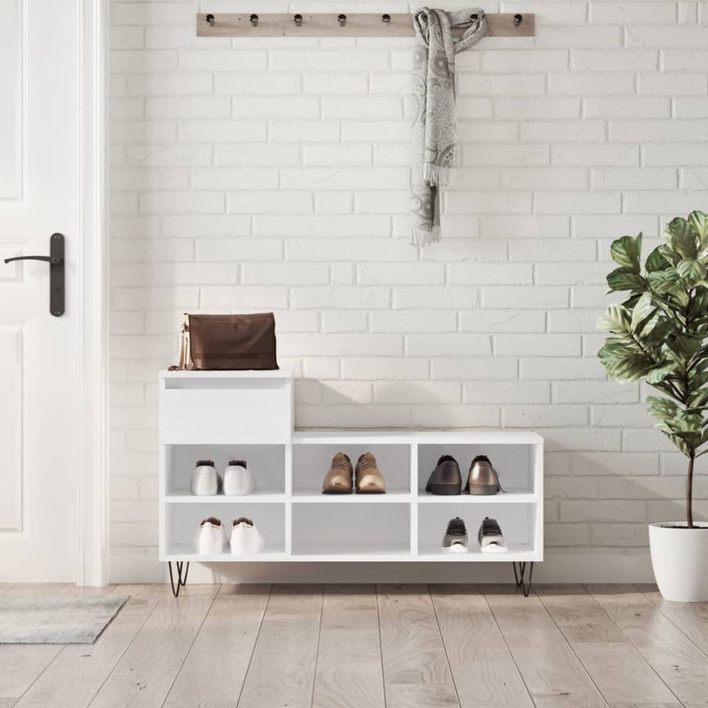 Afbeelding laden in galerijviewer, Vidaxl schoenenkast 102x36x60 cm bewerkt hout hoogglans wit