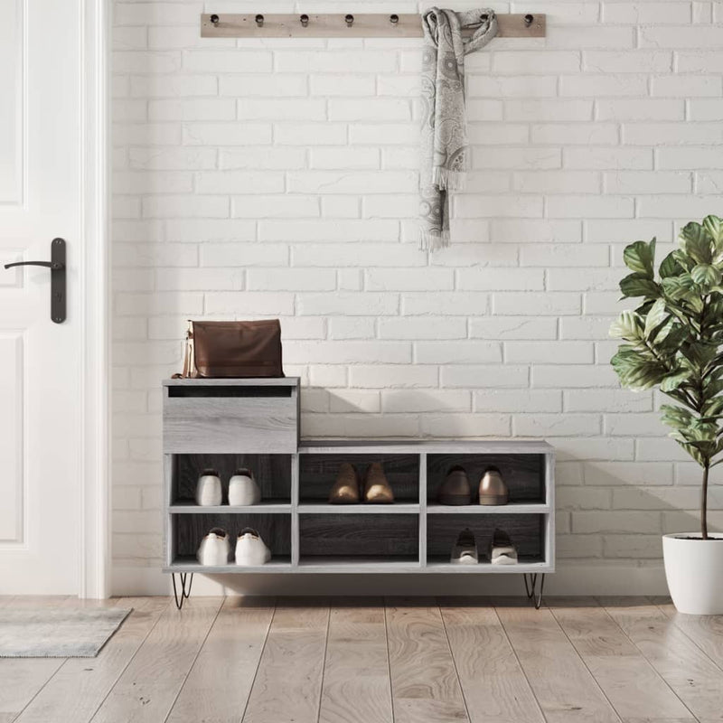 Load image into Gallery viewer, Vidaxl schoenenkast 102x36x60 cm bewerkt hout sonoma grijs