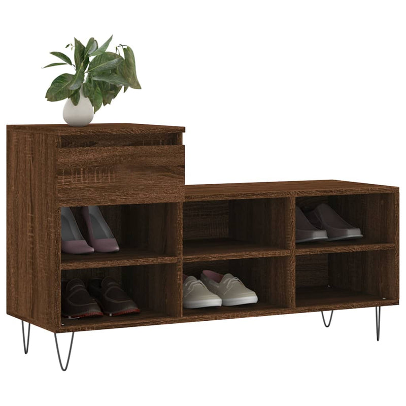 Afbeelding laden in galerijviewer, Vidaxl schoenenkast 102x36x60 cm bewerkt hout bruin eikenkleur