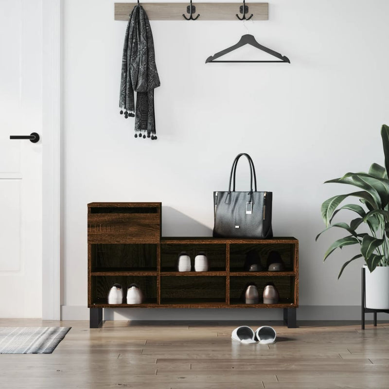 Afbeelding laden in galerijviewer, Vidaxl schoenenkast 102x36x60 cm bewerkt hout bruin eikenkleur