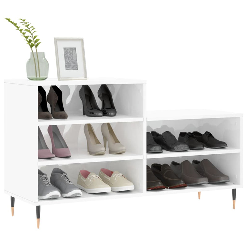 Load image into Gallery viewer, Vidaxl schoenenkast 102x36x60 cm bewerkt hout hoogglans wit