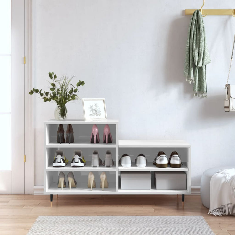 Load image into Gallery viewer, Vidaxl schoenenkast 102x36x60 cm bewerkt hout hoogglans wit
