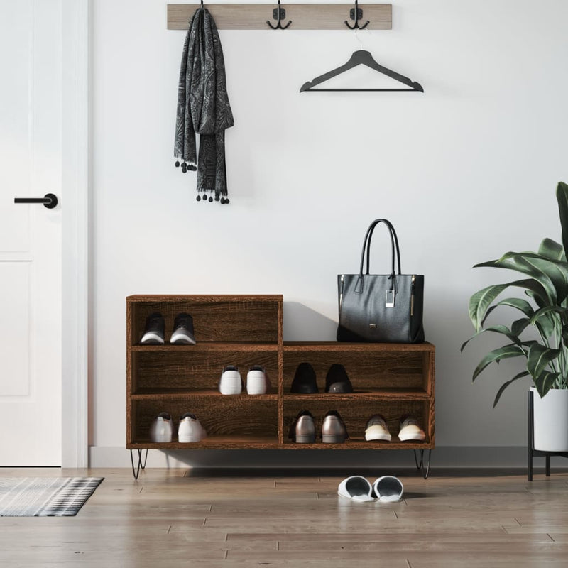 Load image into Gallery viewer, Vidaxl schoenenkast 102x36x60 cm bewerkt hout bruin eikenkleur