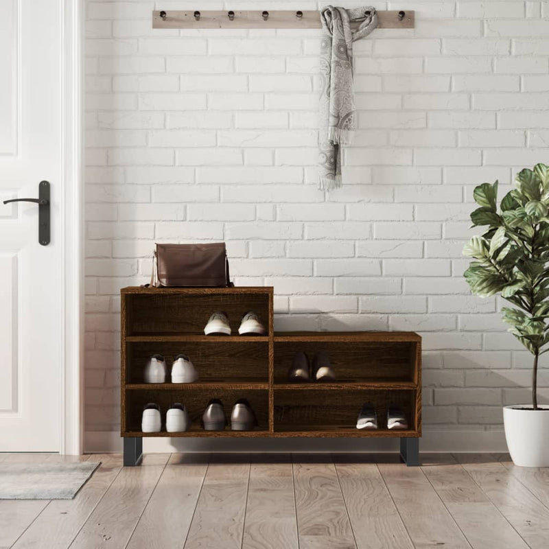 Load image into Gallery viewer, Vidaxl schoenenkast 102x36x60 cm bewerkt hout bruin eikenkleur