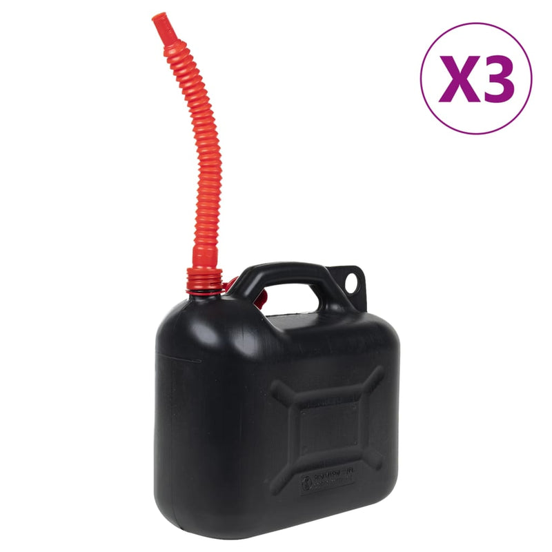 Load image into Gallery viewer, Vidaxl brandstoftanks 3 st met flexibele tuit zwart 10 l kunststof