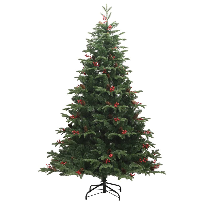 Load image into Gallery viewer, Vidaxl kunstkerstboom met scharnieren dennenappels en bessen 210 cm