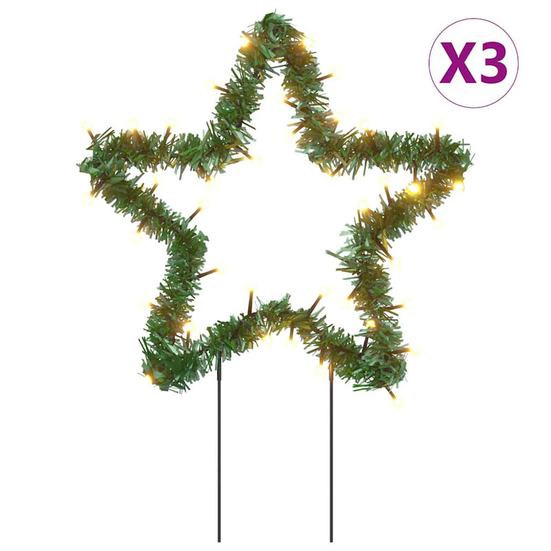 Afbeelding laden in galerijviewer, Vidaxl kerstverlichting ster 3 st met grondpinnen 50 led's 29 cm