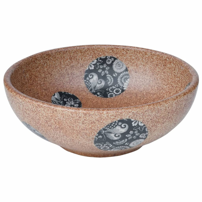 Load image into Gallery viewer, Vidaxl opzetwasbak rond φ41x14 cm keramiek bruin en blauw