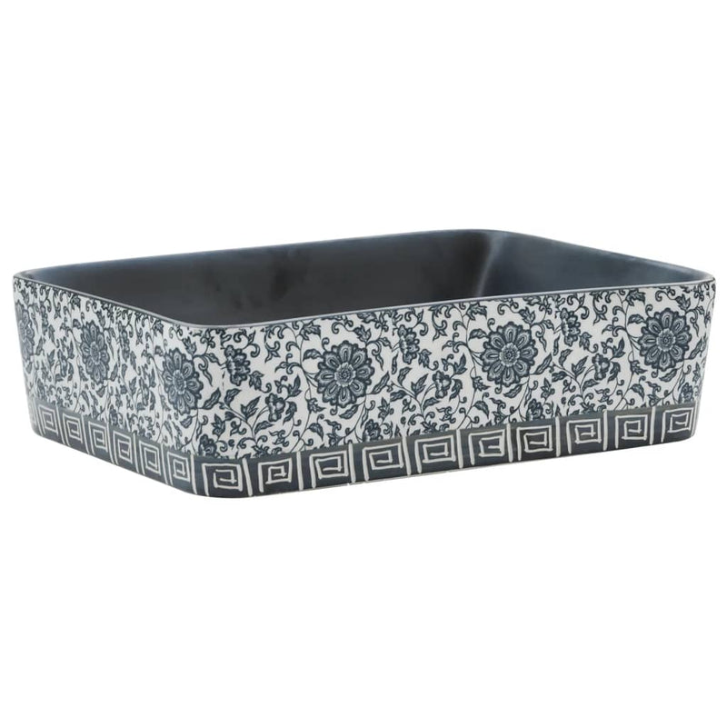Cargue la imagen en el visor de la galería, Vidaxl opzetwasbak rechthoekig 46x35,5x13 cm keramiek zwart en blauw