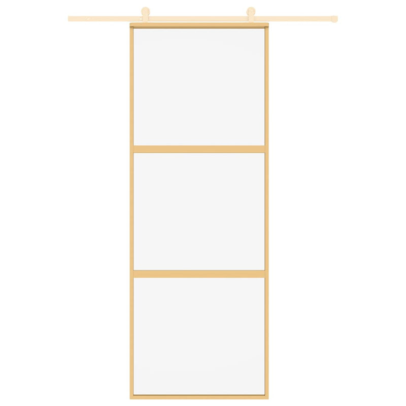 Load image into Gallery viewer, Vidaxl schuifdeur 76x205 cm helder esg-glas en aluminium goudkleurig