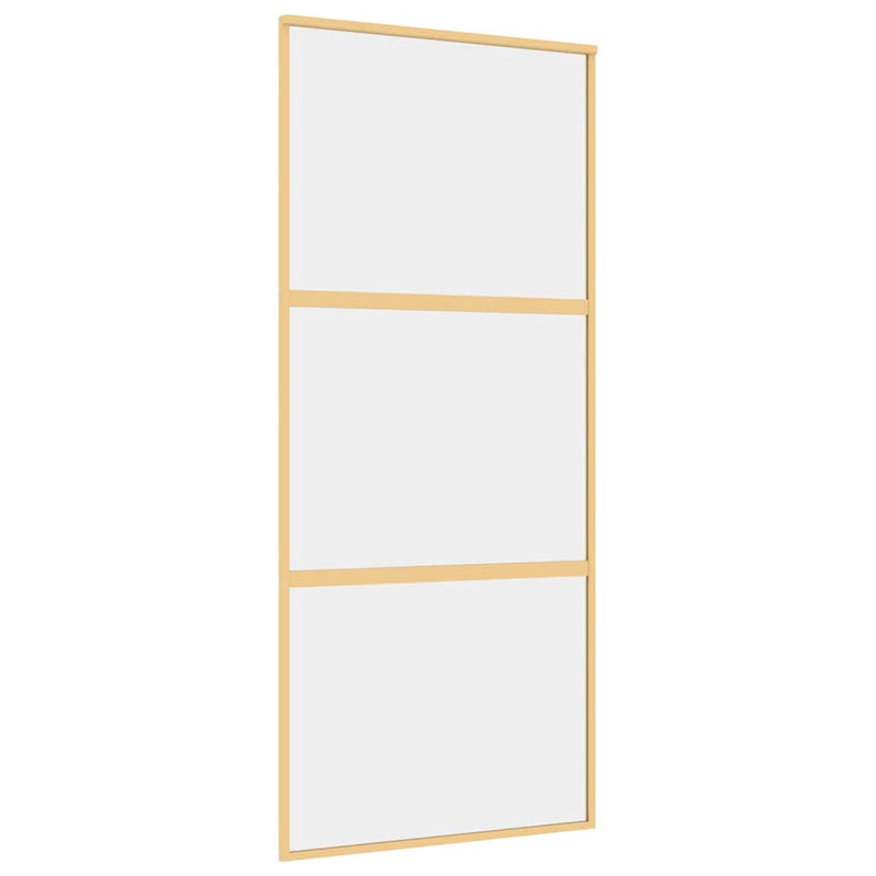 Load image into Gallery viewer, Vidaxl schuifdeur 90x205 cm helder esg-glas en aluminium goudkleurig