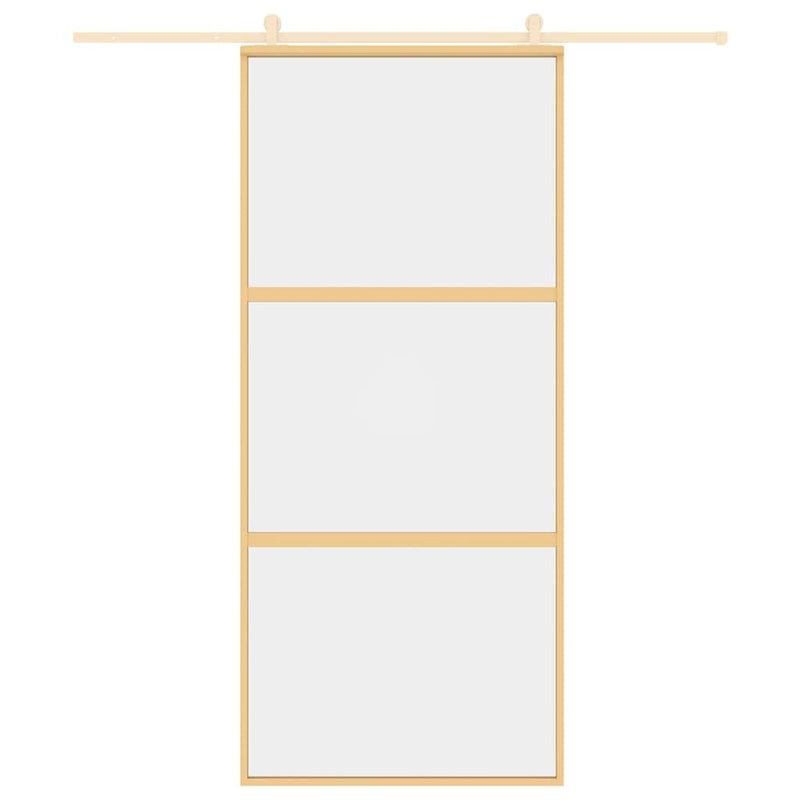 Load image into Gallery viewer, Vidaxl schuifdeur 90x205 cm helder esg-glas en aluminium goudkleurig