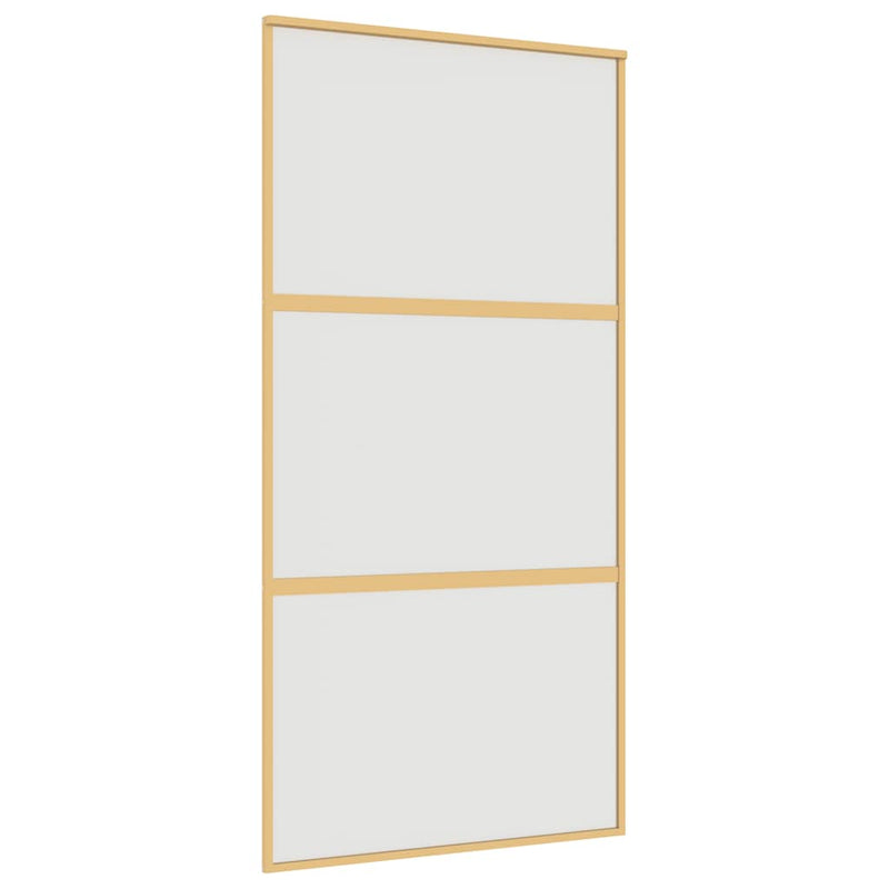 Chargez l'image dans la visionneuse de la galerie, Vidaxl schuifdeur 102,5x205 cm mat esg-glas en aluminium goudkleurig