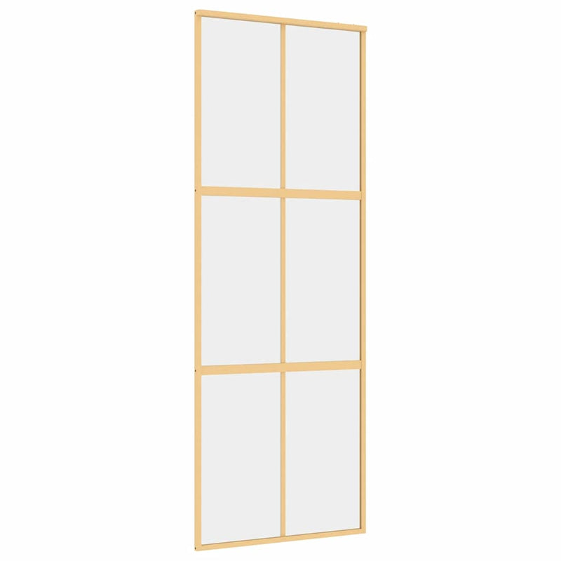 Load image into Gallery viewer, Vidaxl schuifdeur 76x205 cm helder esg-glas en aluminium goudkleurig