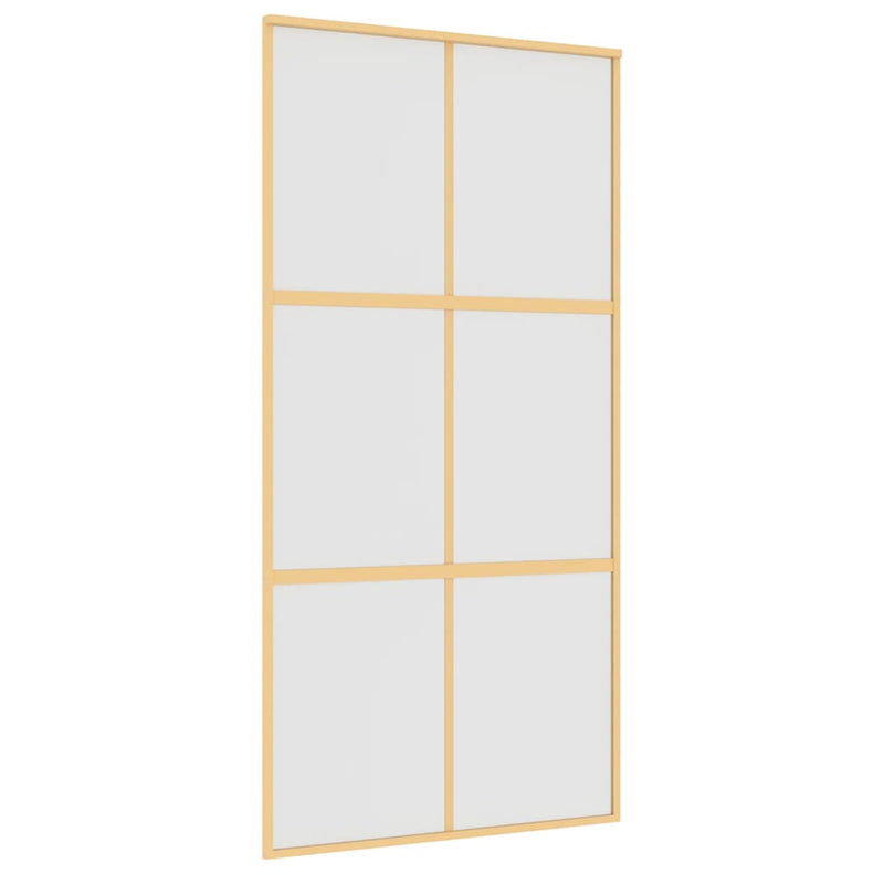 Load image into Gallery viewer, Vidaxl schuifdeur 102,5x205 cm mat esg-glas en aluminium goudkleurig