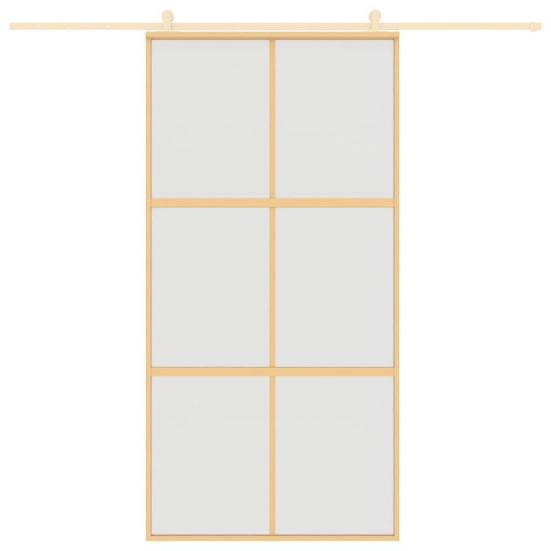 Load image into Gallery viewer, Vidaxl schuifdeur 102,5x205 cm mat esg-glas en aluminium goudkleurig