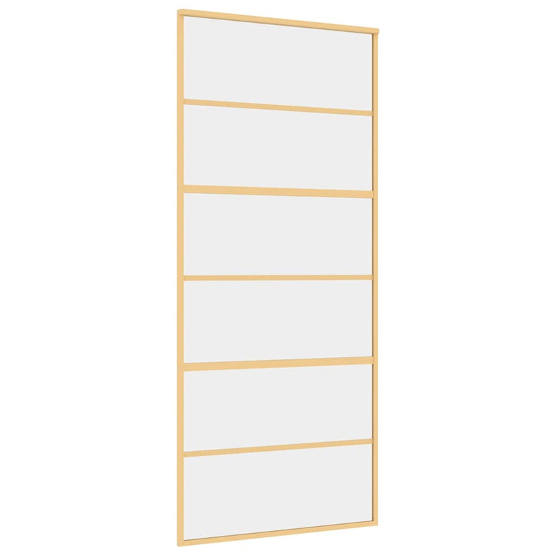Load image into Gallery viewer, Vidaxl schuifdeur 90x205 cm helder esg-glas en aluminium goudkleurig