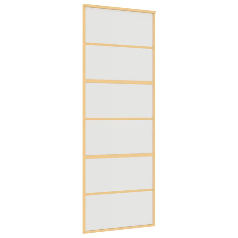 Afbeelding laden in galerijviewer, Vidaxl schuifdeur 76x205 cm mat esg-glas en aluminium goudkleurig