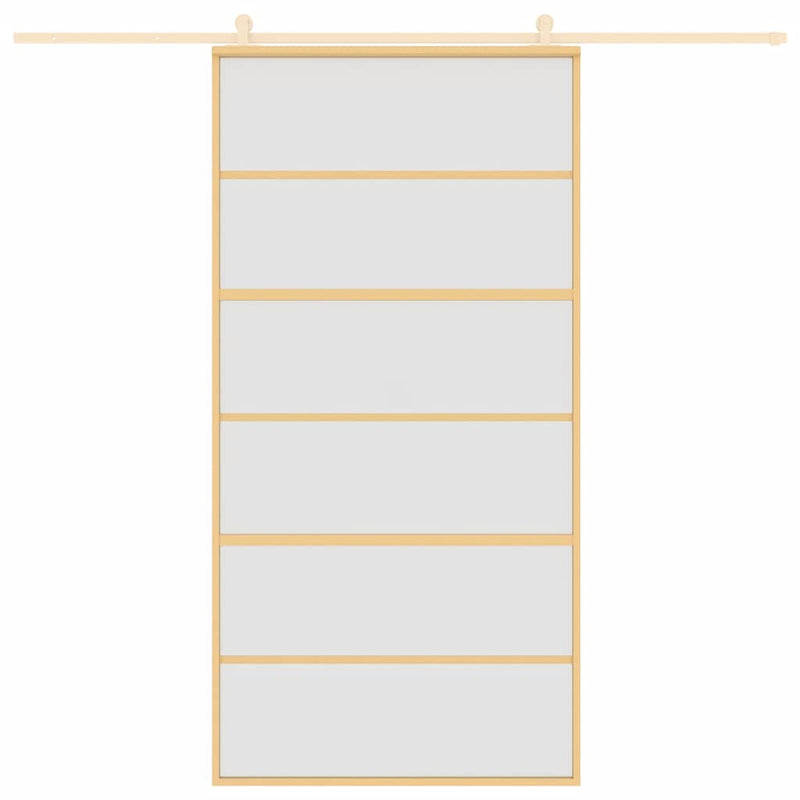 Load image into Gallery viewer, Vidaxl schuifdeur 102,5x205 cm mat esg-glas en aluminium goudkleurig